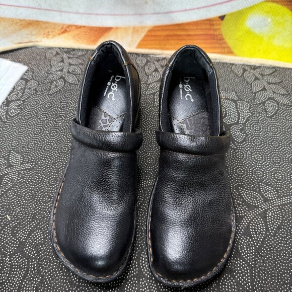 B.Ø.C Black Leather Slip-On Clogs Size 9.5M - Picture 3 of 8